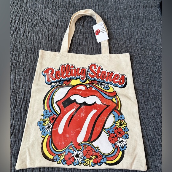 the Rolling Stones Handbags - The Rolling Stones Cream Tote Bag